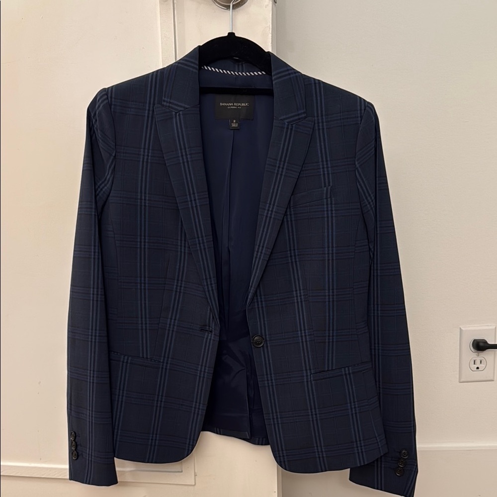 Women’s Navy Plaid Blazer